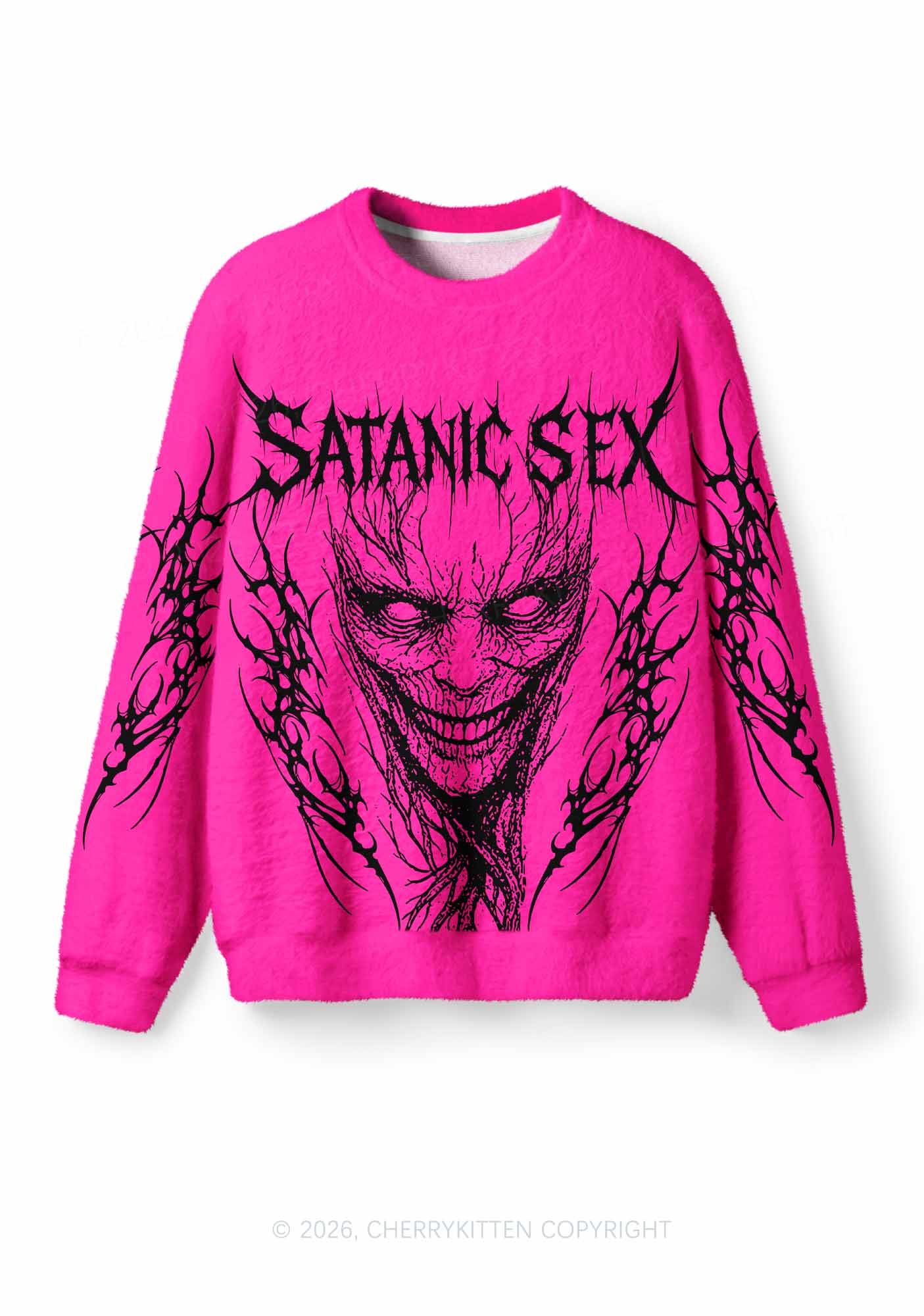 Halloween Satanic Sx Y2K Knit Sweatshirt Cherrykitten