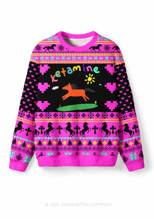 Orange Pony Y2K Christmas Knit Sweatshirt Cherrykitten