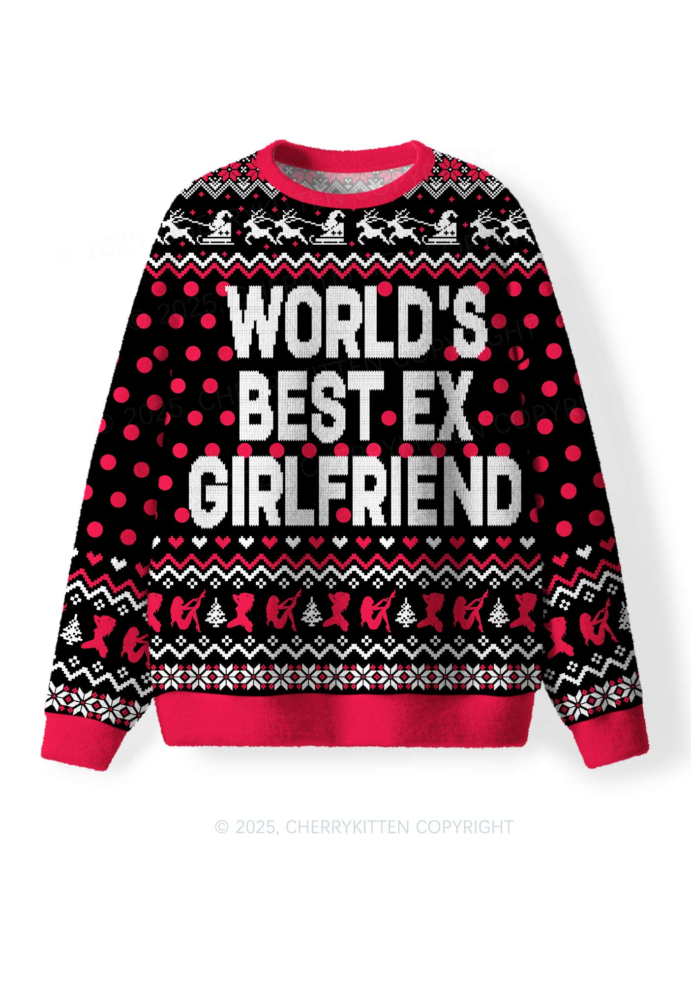 Best Ex Girlfriend Y2K Christmas Knit Sweatshirt Cherrykitten