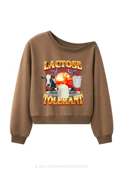 Retro Milk Lactose Tolerant Y2K Off Shoulder Sweatshirts Cherrykitten