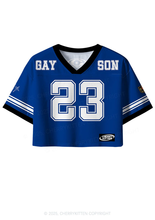Custom Blue Gay Son Pride Y2K Crop Sport Jersey Shirts Cherrykitten