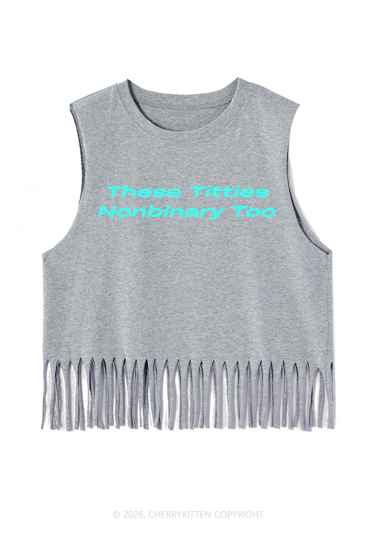 Txtties Nonbinary Too Pride Y2K Fringe Tank Top Cherrykitten