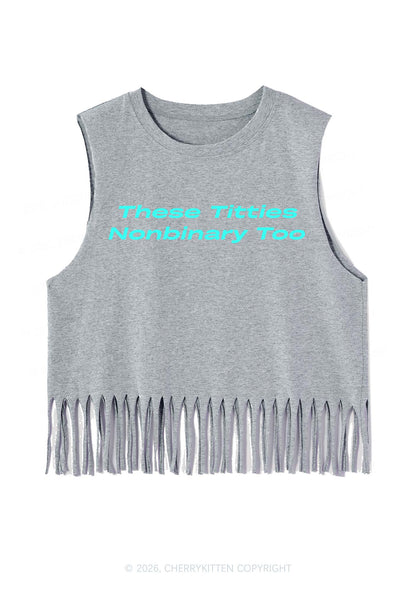Txtties Nonbinary Too Pride Y2K Fringe Tank Top Cherrykitten