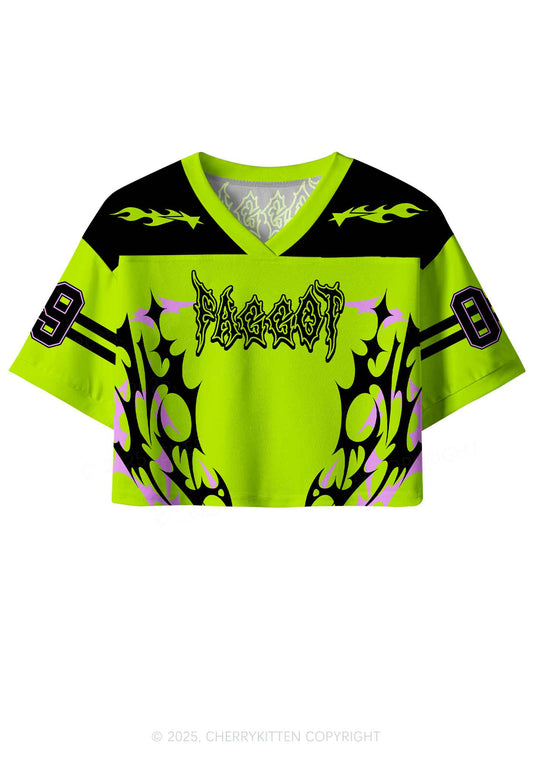 Custom Green Punk Faggot Pride Y2K Crop Sport Jersey Shirts Cherrykitten