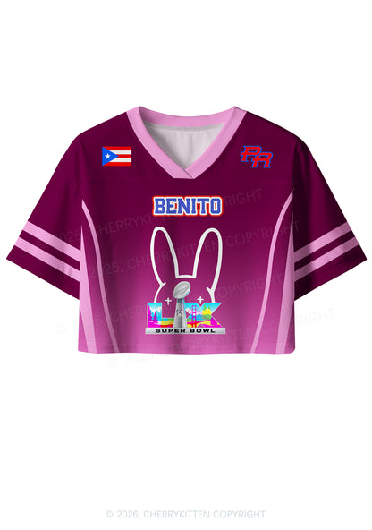 Purple Bunny Head Y2K Crop Sport Jersey Shirts Cherrykitten