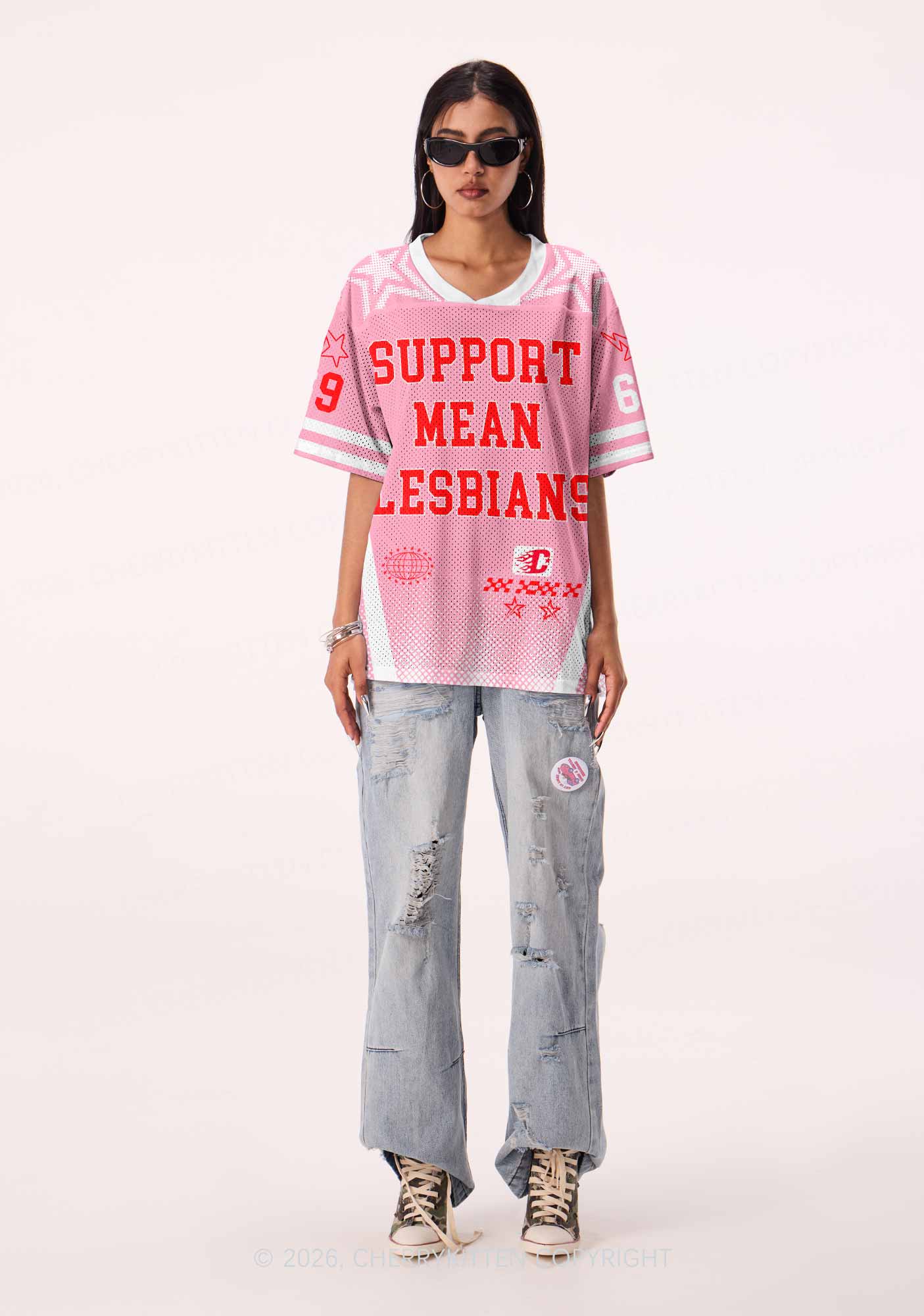 Support Mean Lesbians Pride Y2K Sport Jersey Shirts Cherrykitten