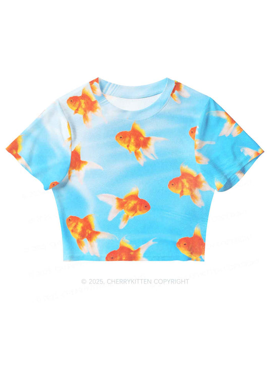 Goldfish Y2K Mesh Crop Top Cherrykitten