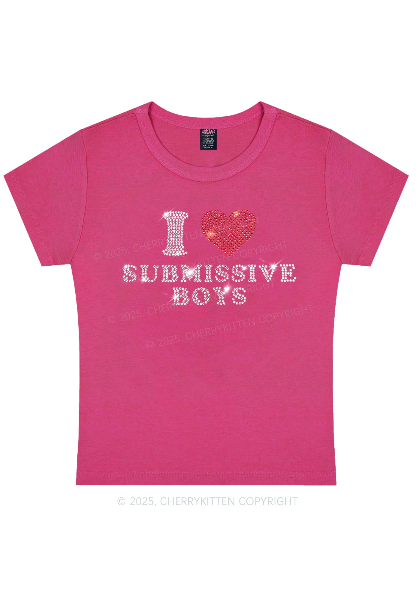 Rhinestone I Love S Boys Y2K Baby Tee Cherrykitten