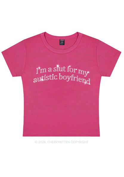 Rhinestone Slxt For My Autistic BF Y2K Baby Tee Cherrykitten