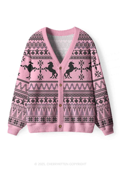 Unicorn Alpha Male Y2K Christmas Cardigan Knit Sweatshirt Cherrykitten