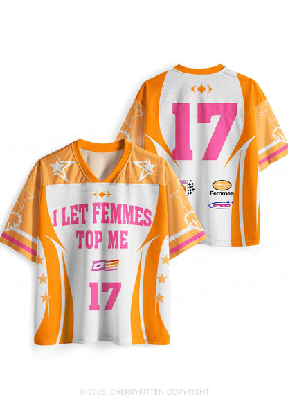 Orange I Let Femmes Top Me Pride Y2K Sport Jersey Shirts Cherrykitten