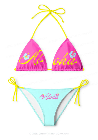 Aloha Hibiscus Y2K Print Bikini Set Cherrykitten