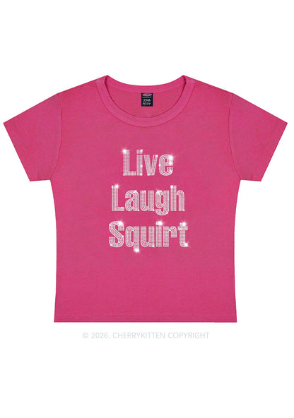 Rhinestone Live Laugh Squirt Y2K Baby Tee Cherrykitten