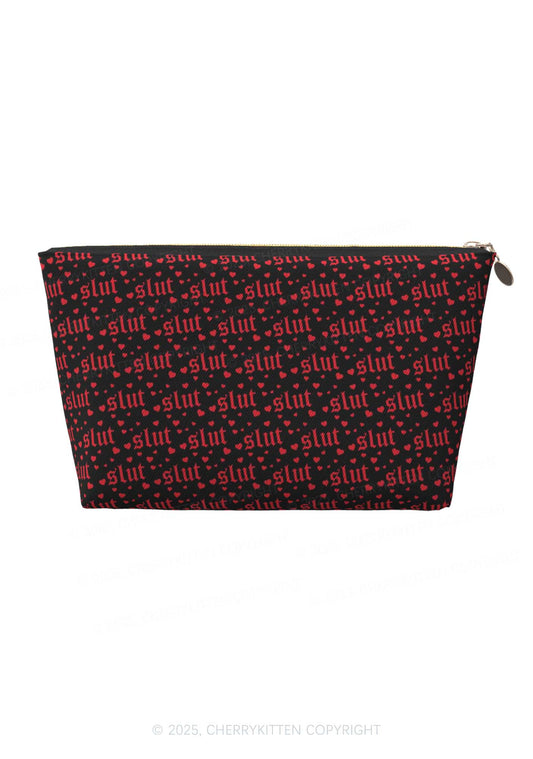 Black Slxt Y2K Leather Makeup Bag Cherrykitten