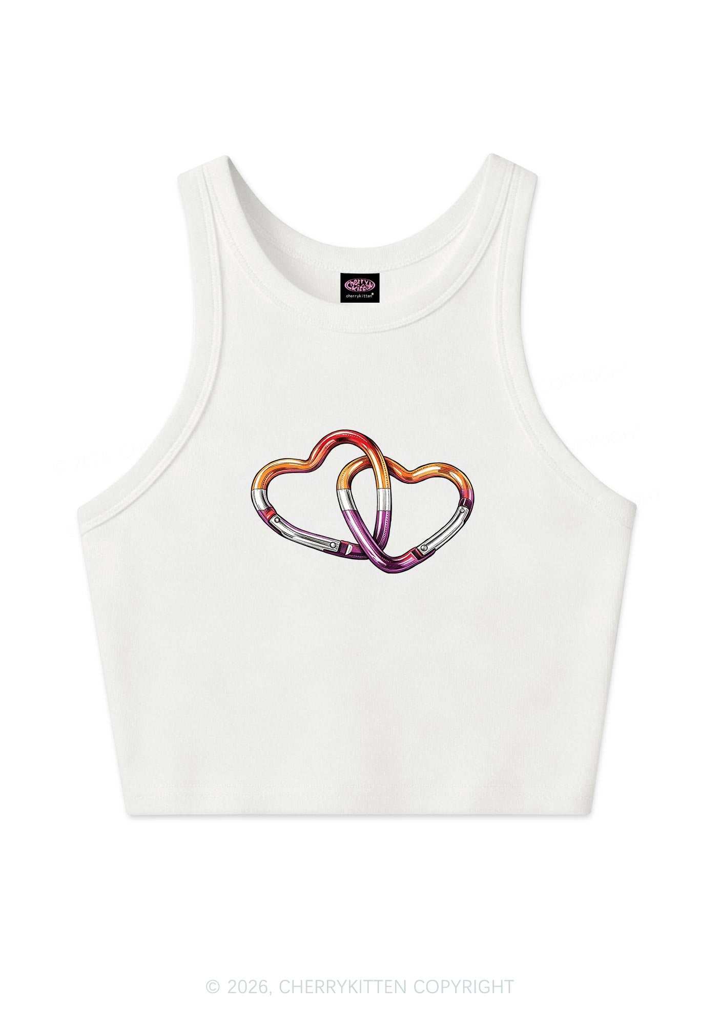Carabiner Hearts Pride Y2K Crop Tank Top Cherrykitten