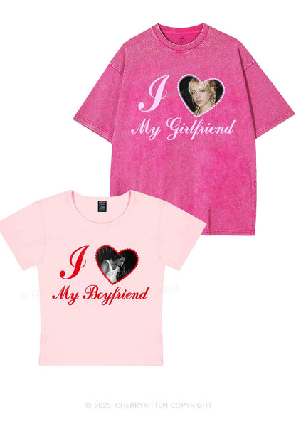 Custom Heart My BF GF Y2K Valentine's Day Couple Shirt Cherrykitten