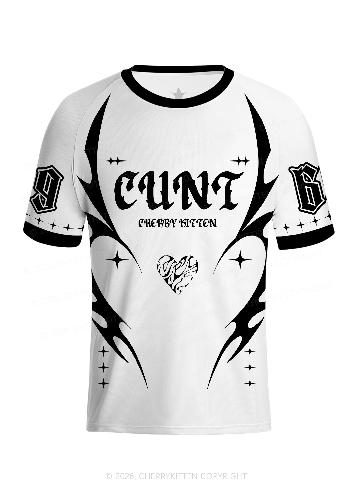 White Cxxt Y2K Football Jersey Shirts Cherrykitten