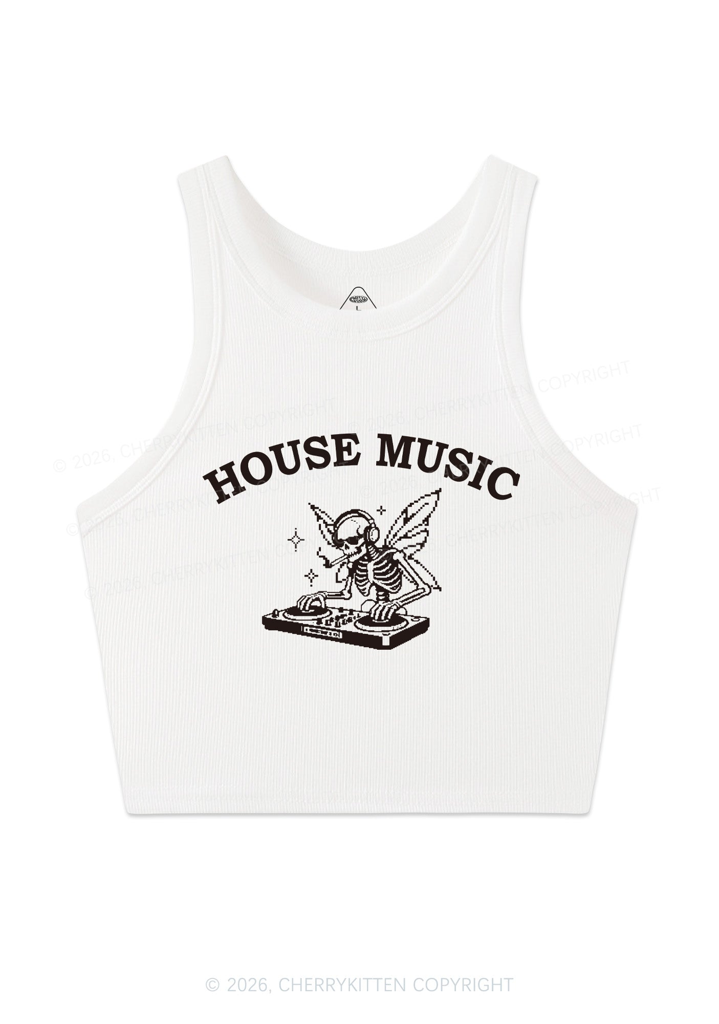 House Music Skeleton Y2K Crop Tank Top Cherrykitten