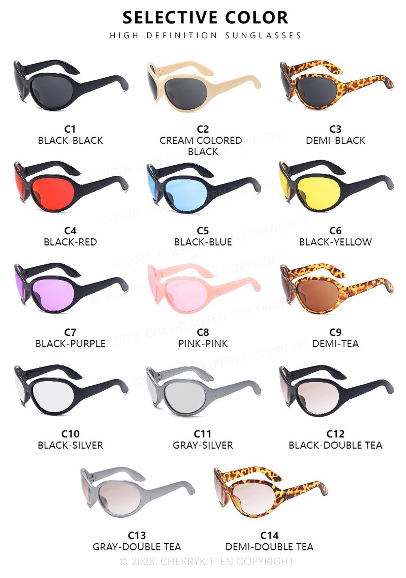 Y2K Large Framed Curved Sunglasses Cherrykitten