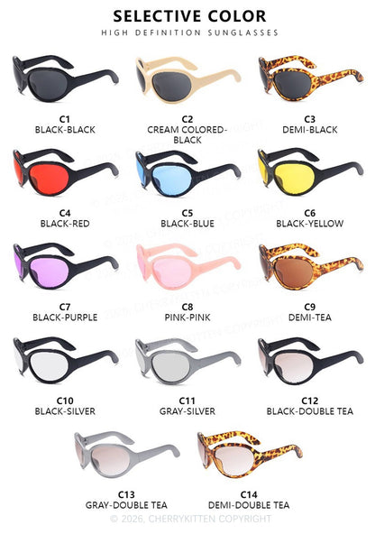 Y2K Large Framed Curved Sunglasses Cherrykitten