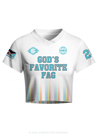 Gods Favorite Fag Pride Y2K Crop Football Jersey Shirts Cherrykitten