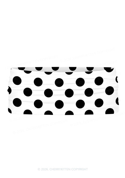 Black Dots On White Y2K Print Foldover Waistband Cherrykitten