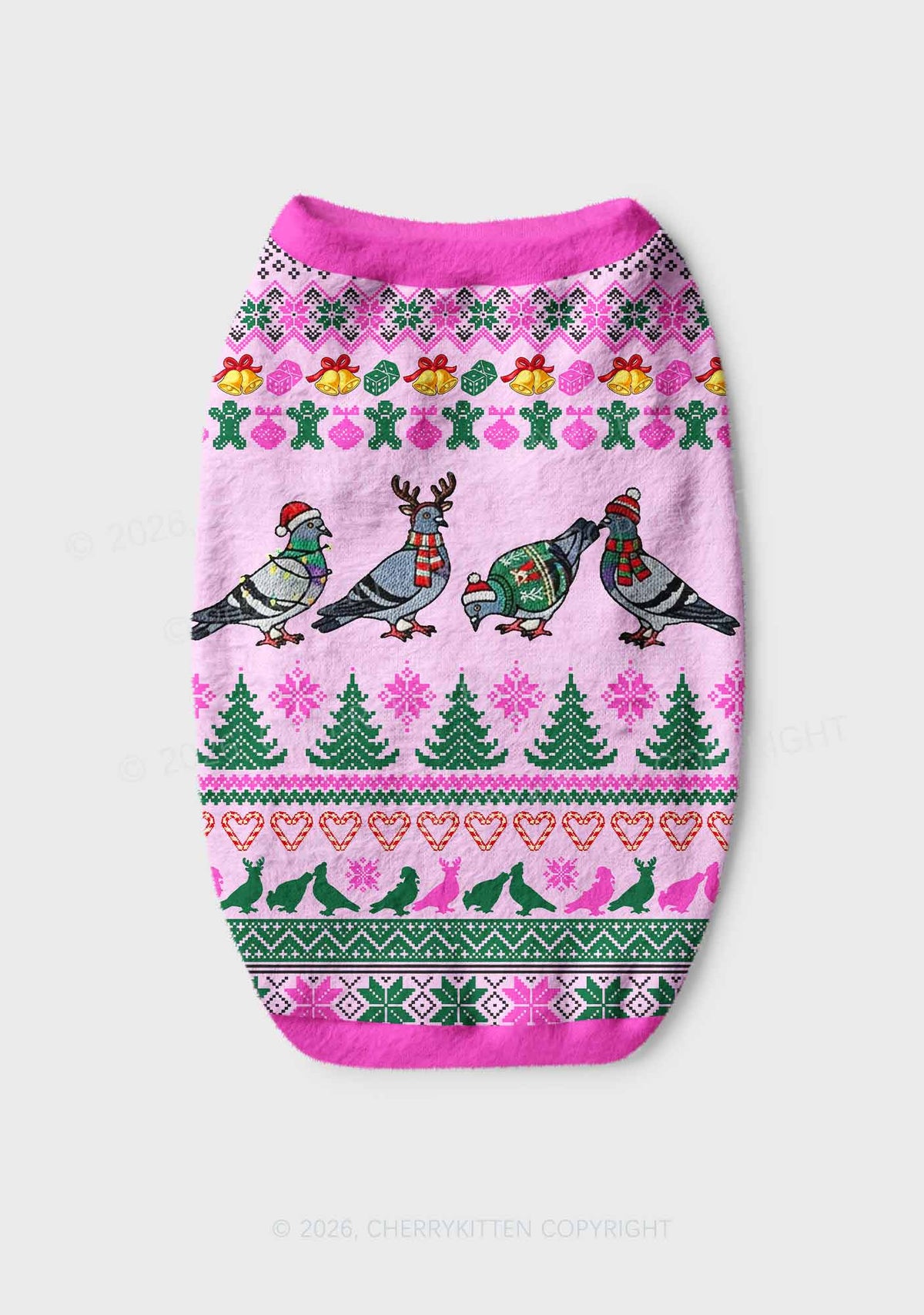 Christmas Pigeon Y2K Pet Knit Sweatshirt Cherrykitten