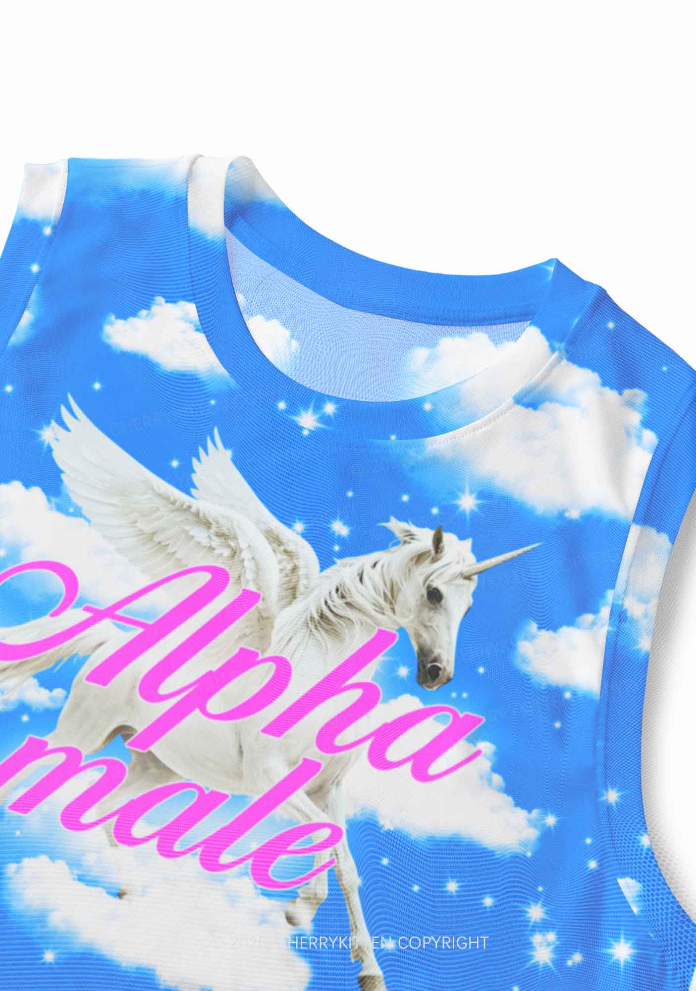 Blue Sky Alpha Male Unicorn Y2K Mesh Muscle Tank Cherrykitten