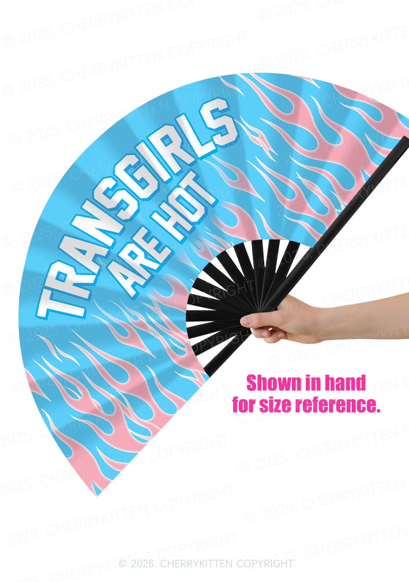 Transgirls Are Hot Pride Y2K Rave Hand Fan Cherrykitten