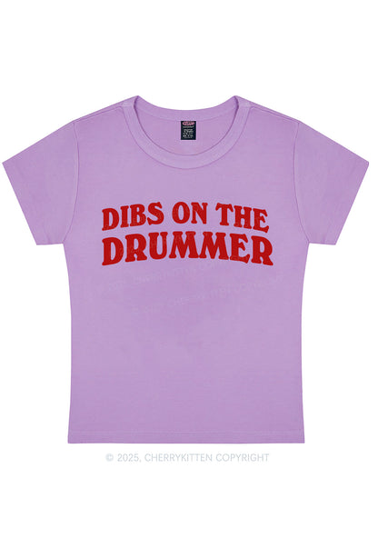 Curvy Dibs On The Drummer Y2K Baby Tee Cherrykitten