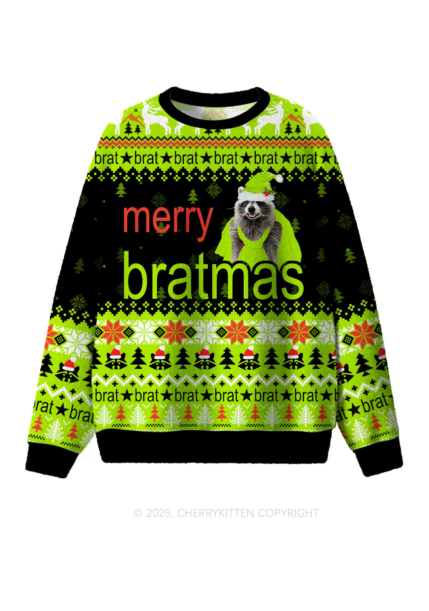 Merry Bratmas Y2K Christmas Knit Sweatshirt Cherrykitten