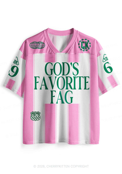 Deep Green Gods Favorite Fag Pride Y2K Sport Jersey Shirts Cherrykitten