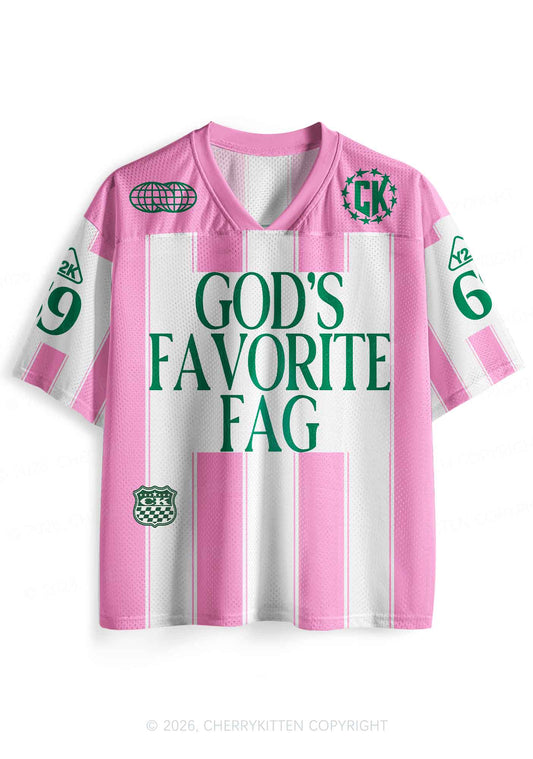 Deep Green Gods Favorite Fag Pride Y2K Sport Jersey Shirts Cherrykitten
