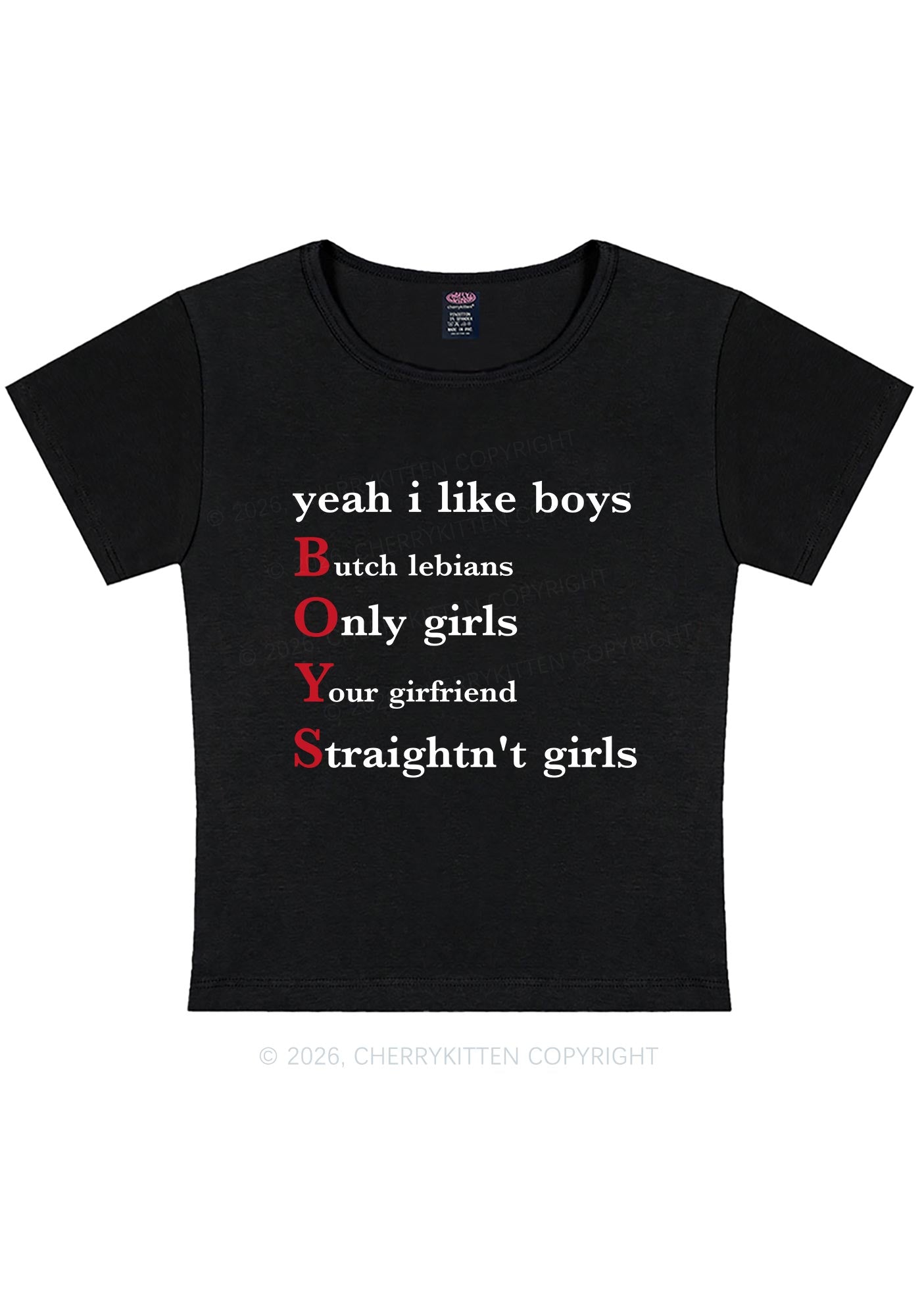 Yeah I Like Boys Pride Y2K Baby Tee Cherrykitten