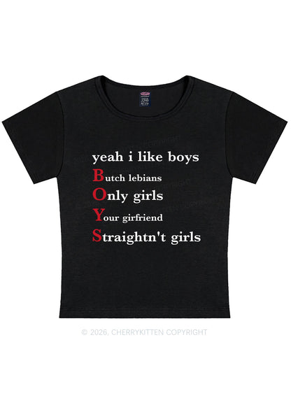 Yeah I Like Boys Pride Y2K Baby Tee Cherrykitten