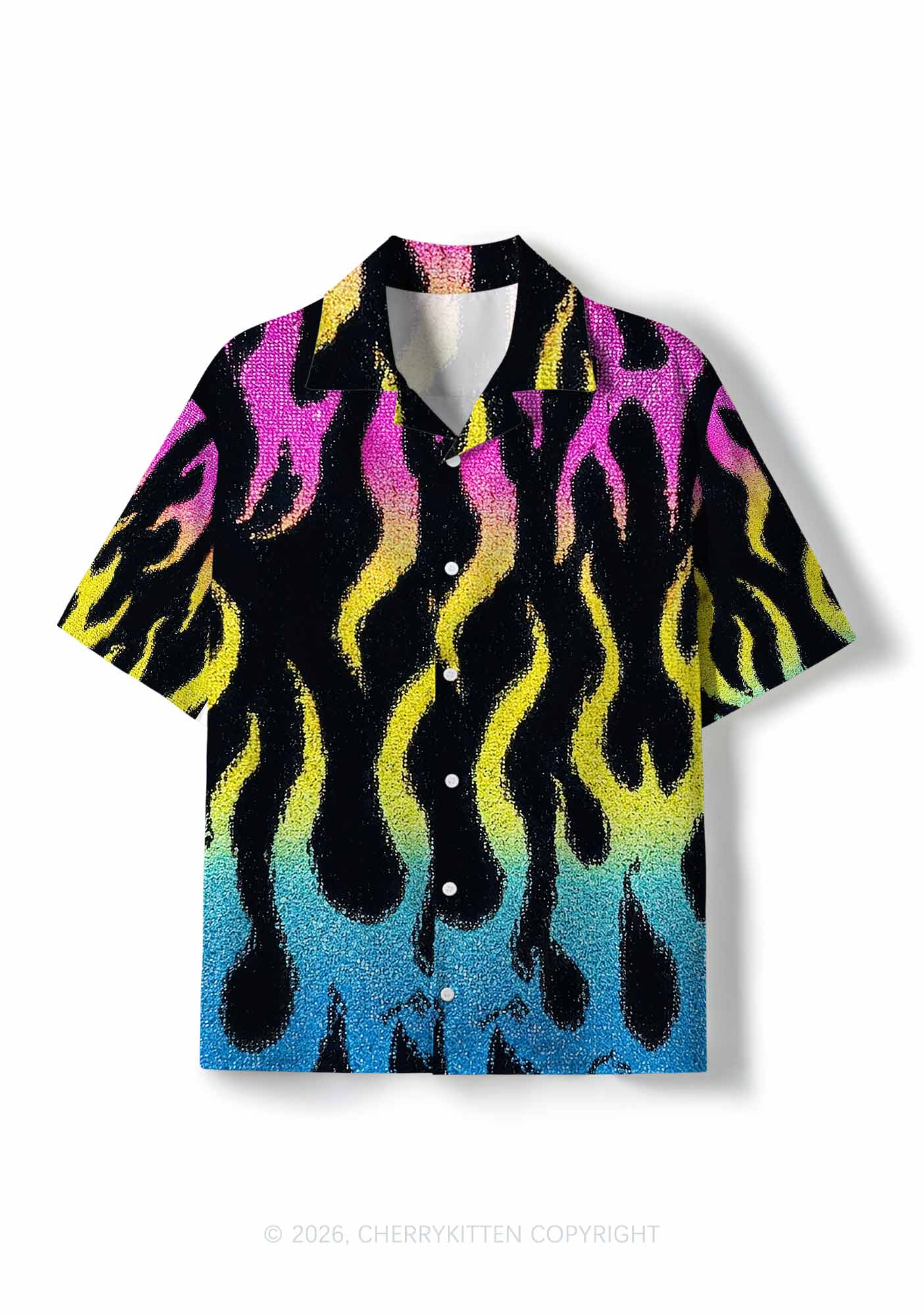 Pansexuality Flame Pride Y2K Print Hawaiian Shirt Cherrykitten