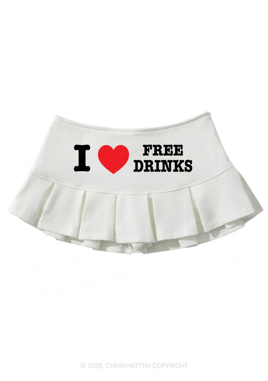 I Love Free Drinks Y2K Mini Pleated Skirts Cherrykitten