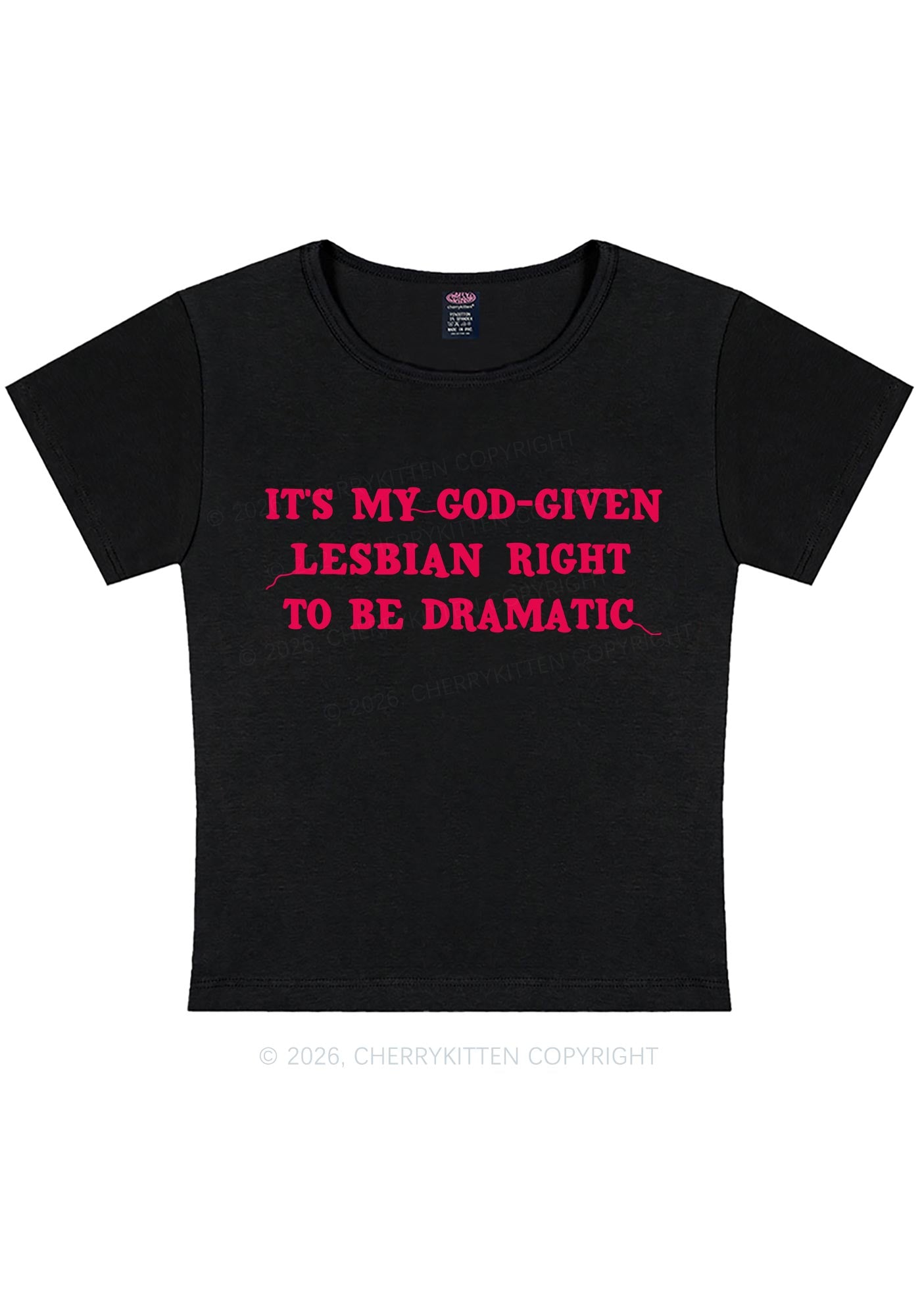 God Given Lesbian Right Pride Y2K Baby Tee Cherrykitten