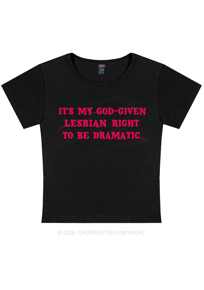 God Given Lesbian Right Pride Y2K Baby Tee Cherrykitten