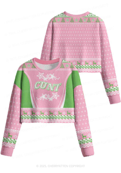 Cxxt Stars Y2K Christmas Crop Knit Sweatshirt Cherrykitten