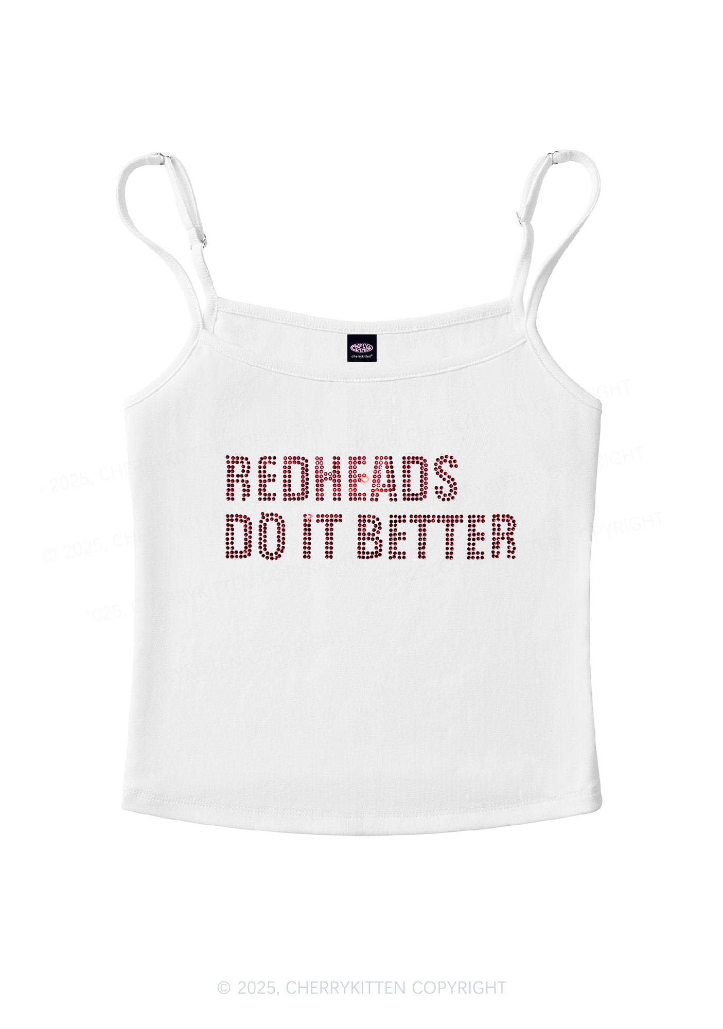 Rhinestone Redheads Do It Better Y2K Spaghetti Strap Cami Cherrykitten