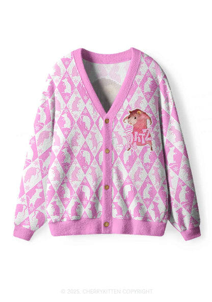Sweet Pink Ratz Y2K Christmas Cardigan Knit Sweatshirt Cherrykitten