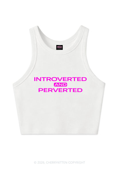 Introverted And Perverted Y2K Crop Tank Top Cherrykitten