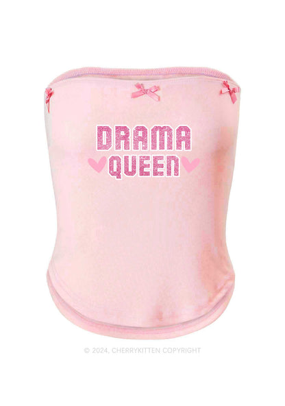Drama Queen Y2K Pink Bow Tie Tube Top Cherrykitten