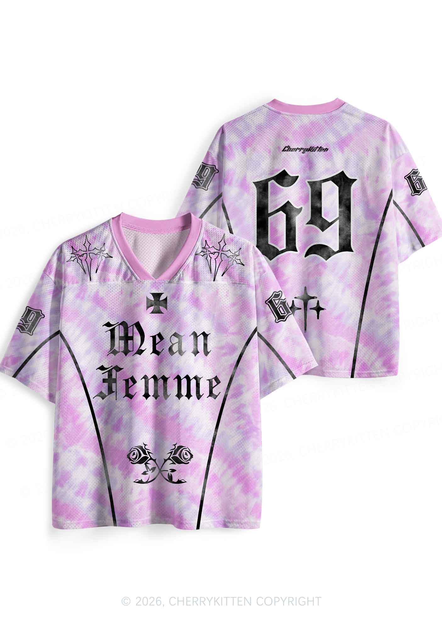 Mean Femme Pink Tie Dye Pride Y2K Sport Jersey Shirts Cherrykitten