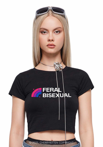 Feral Bisexual Pride Y2K Baby Tee Cherrykitten