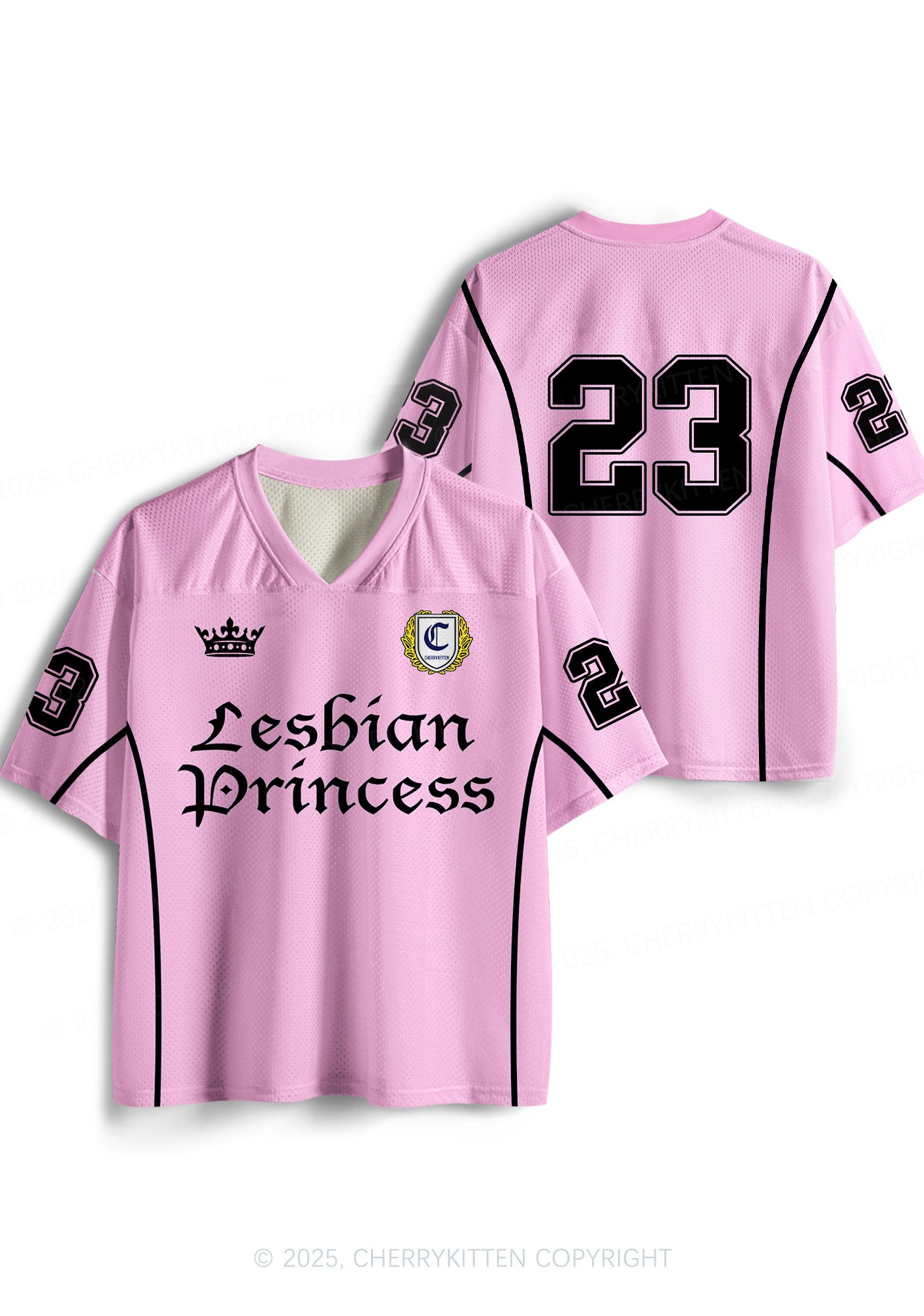 Custom Lightpink Lesbian Princess Pride Y2K Sport Jersey Shirts Cherrykitten