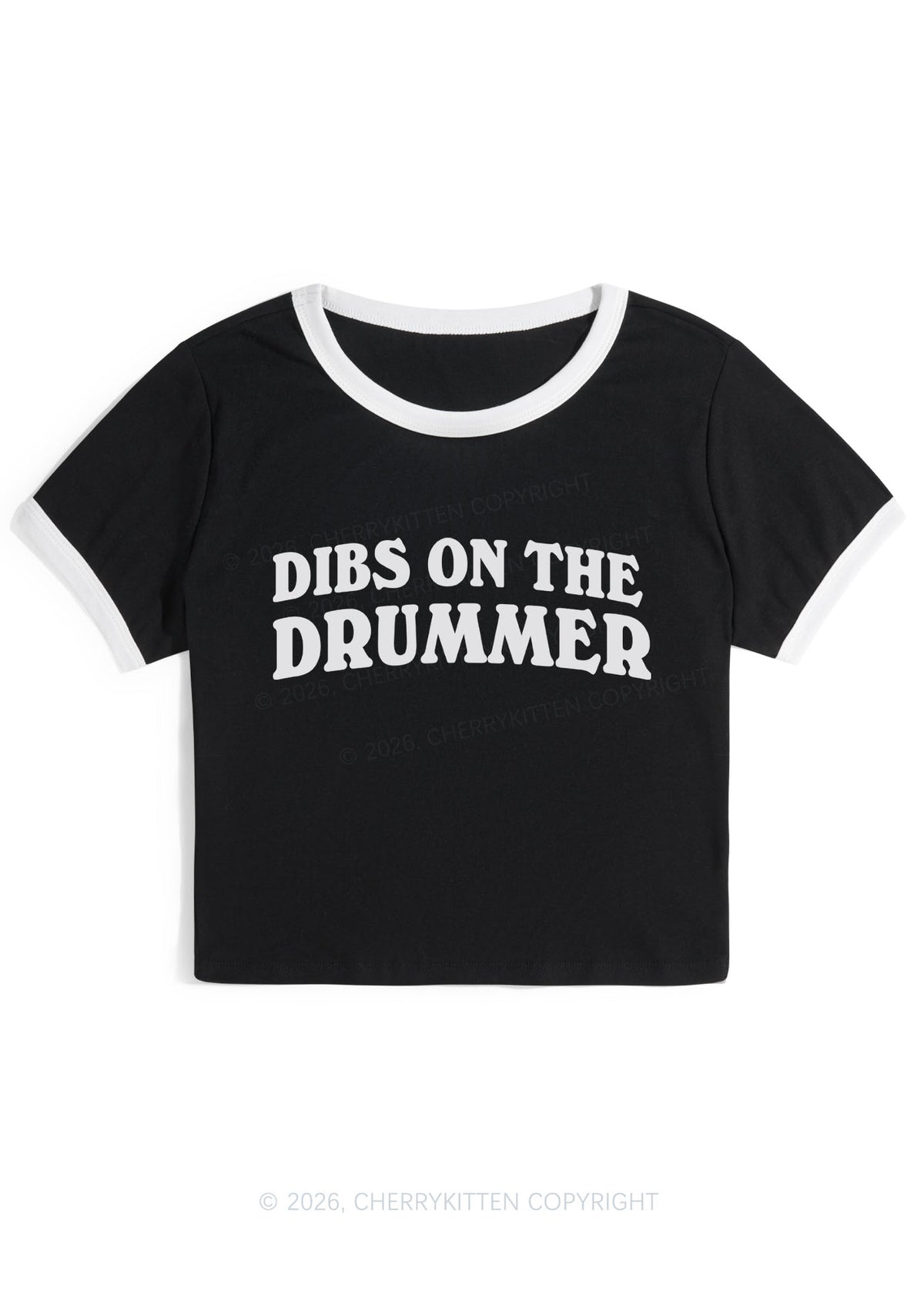 Dibs On The Drummer Y2K Ringer Tee Cherrykitten