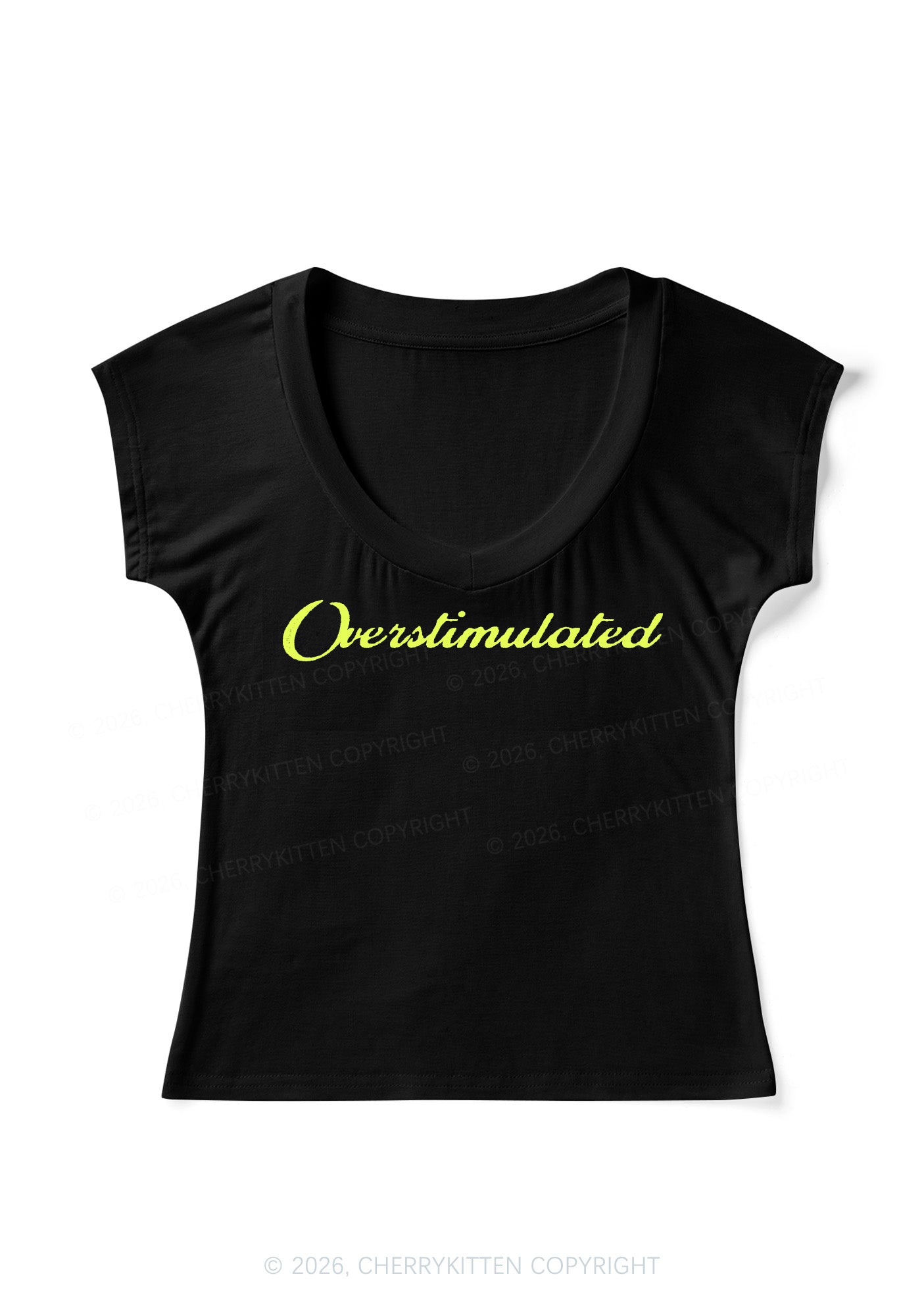 Overstimulated Y2K V Neck T Shirts Cherrykitten