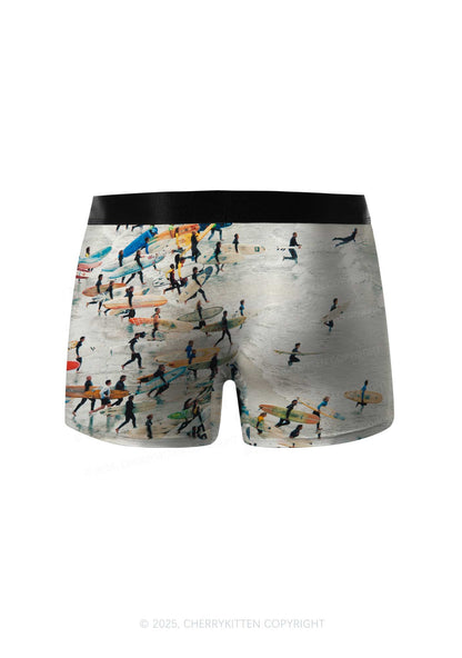Surfing Beach Y2K Print Men Boxer Briefs Cherrykitten